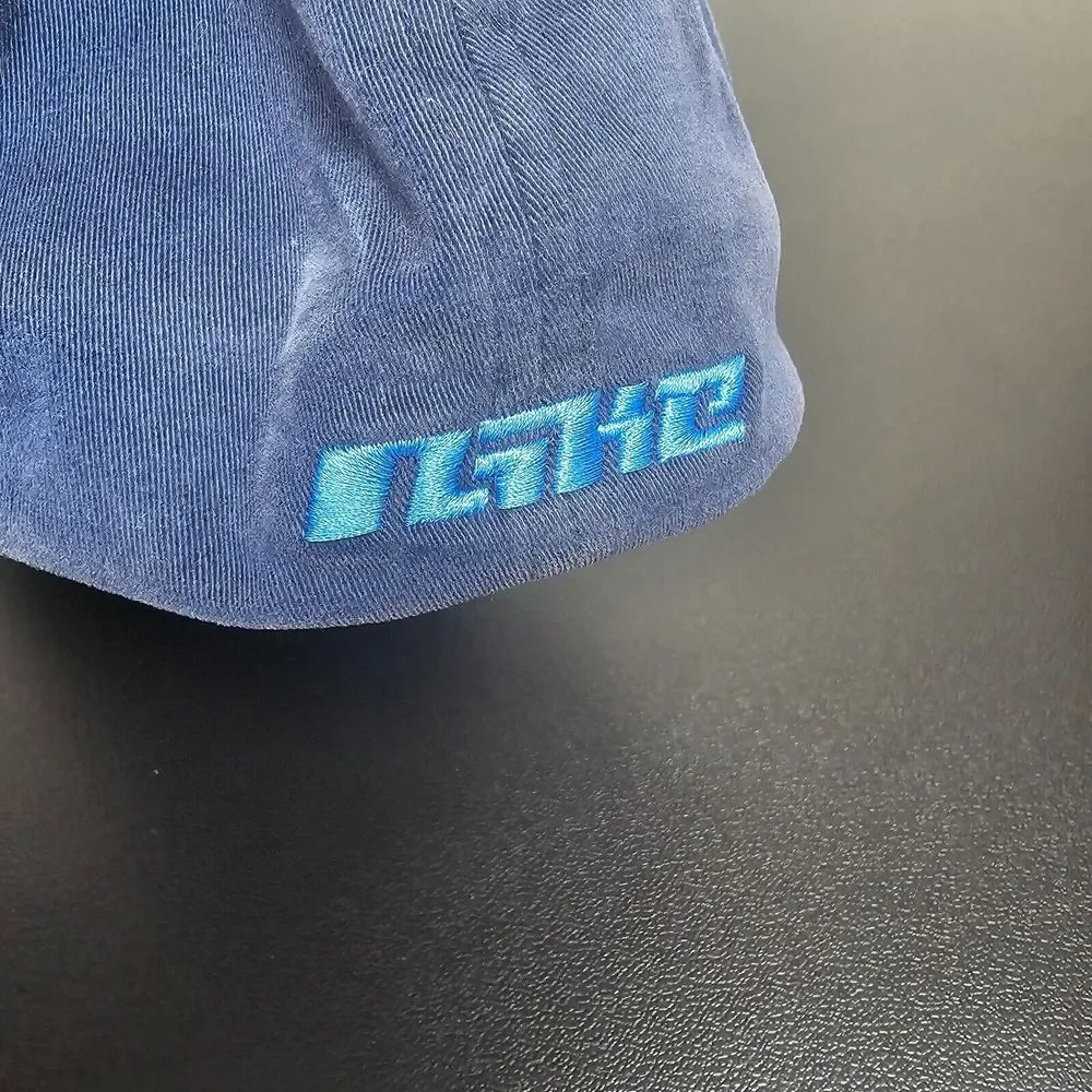 VINTAGE Nike Hat Cap Mens One Size Blue‎ Swoosh Spellout Logo Distressed Y2K